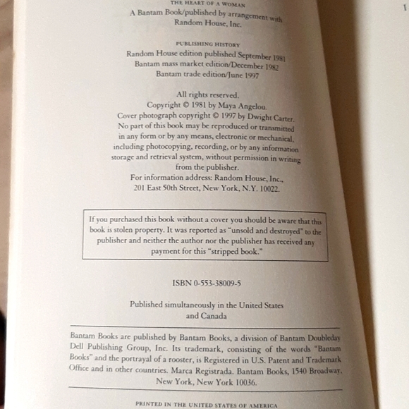 The Heart of a Woman Book by Maya Angelou - Picture 5 of 5